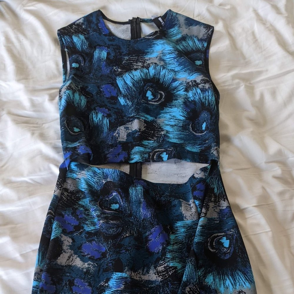 Design Lab Lord and Taylor Cut-Out Blue Dress